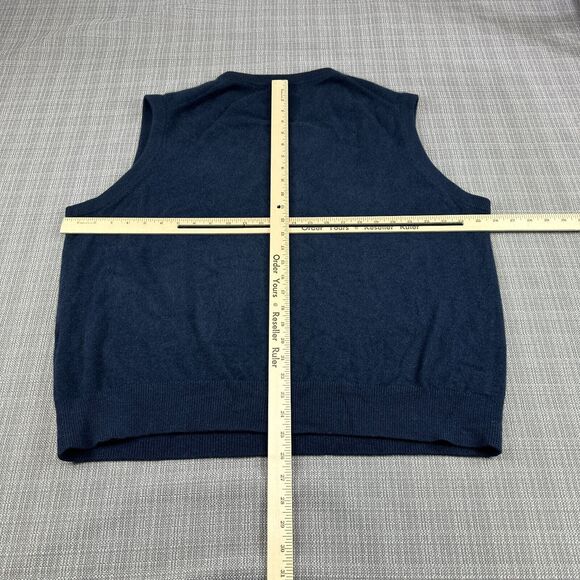 Lands End Sweater Vest Mens XL 100% Cashmere Blue Pullover V Neck Sleeveless - Picture 5 of 8
